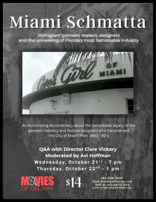 Movie poster for Miami Schmatta Documentary Screening and Q&A With Clare Vickery